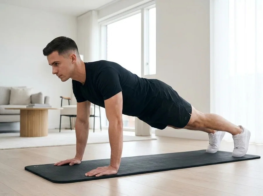 Man doing a push-up on a mat