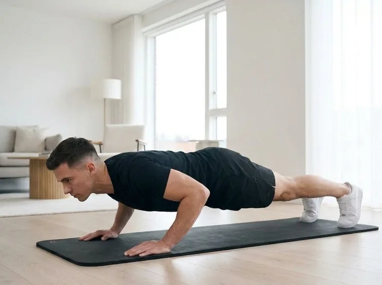 Man doing a push-up on a mat