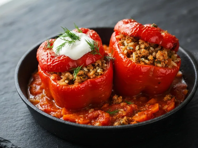 Stuffed peppers with turkey and rice